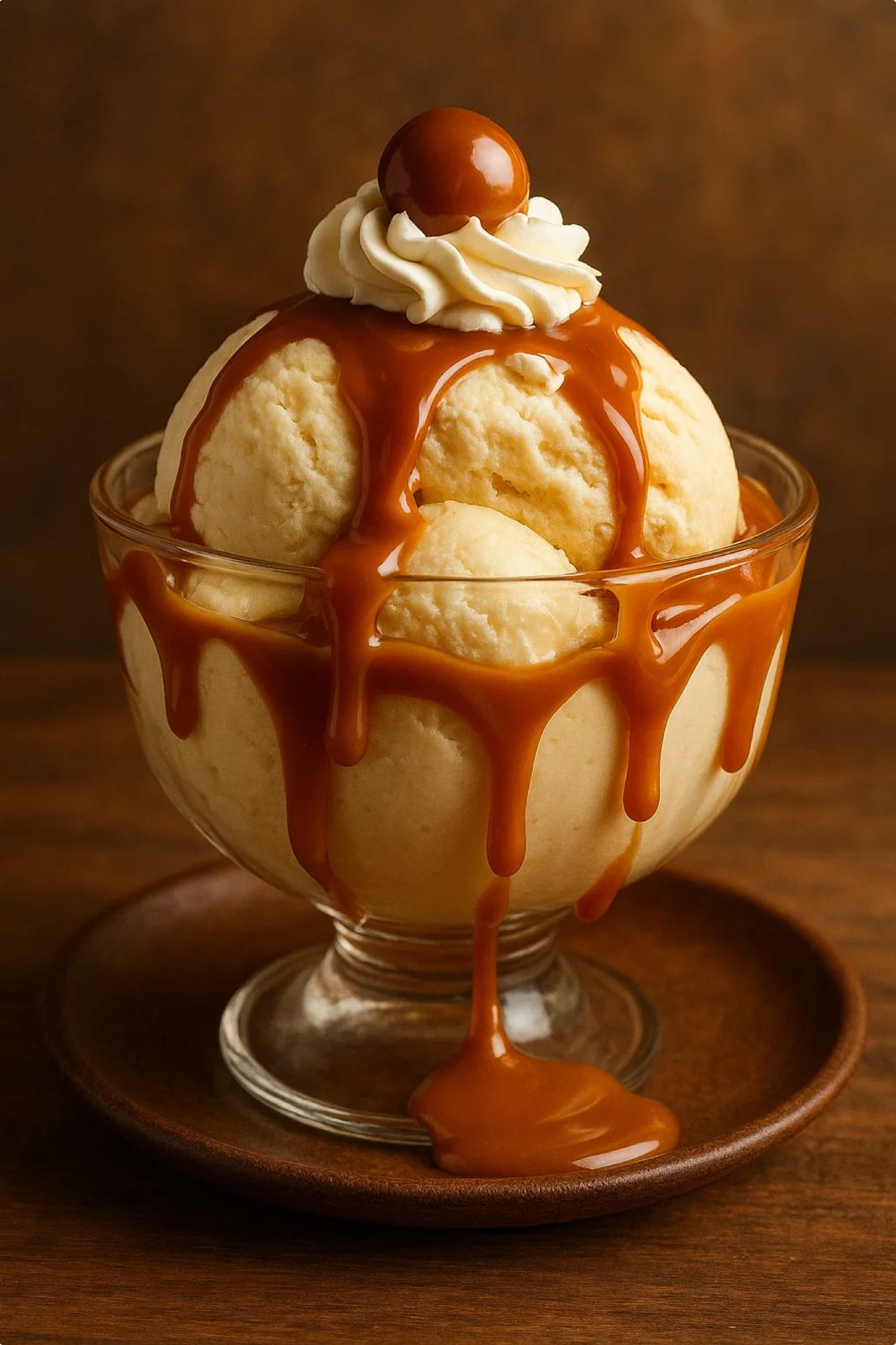 Dessert made with caramel